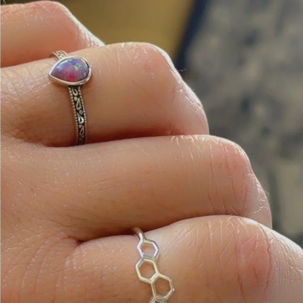 Sterling Silver Pear Opal Ring